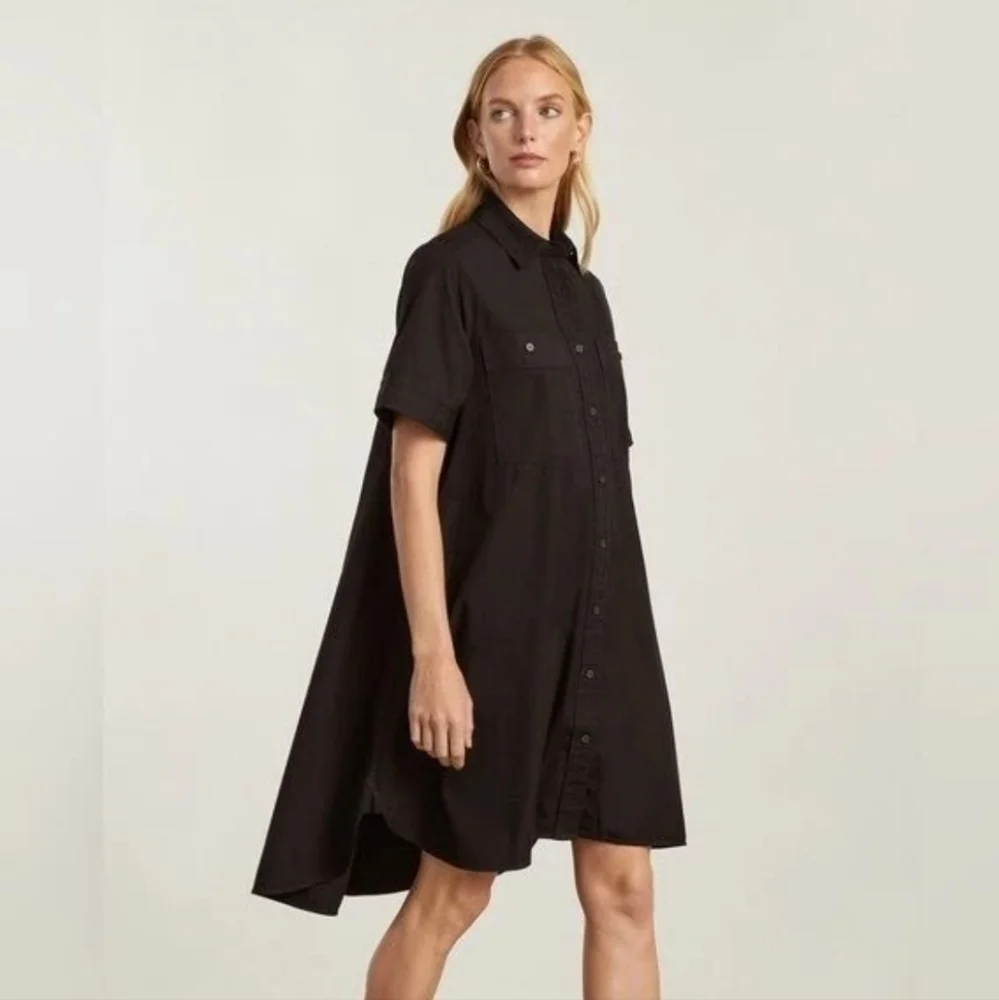 Everlane Black Day Tripper Oversized Button Down Colar Mini Shirtdress XS